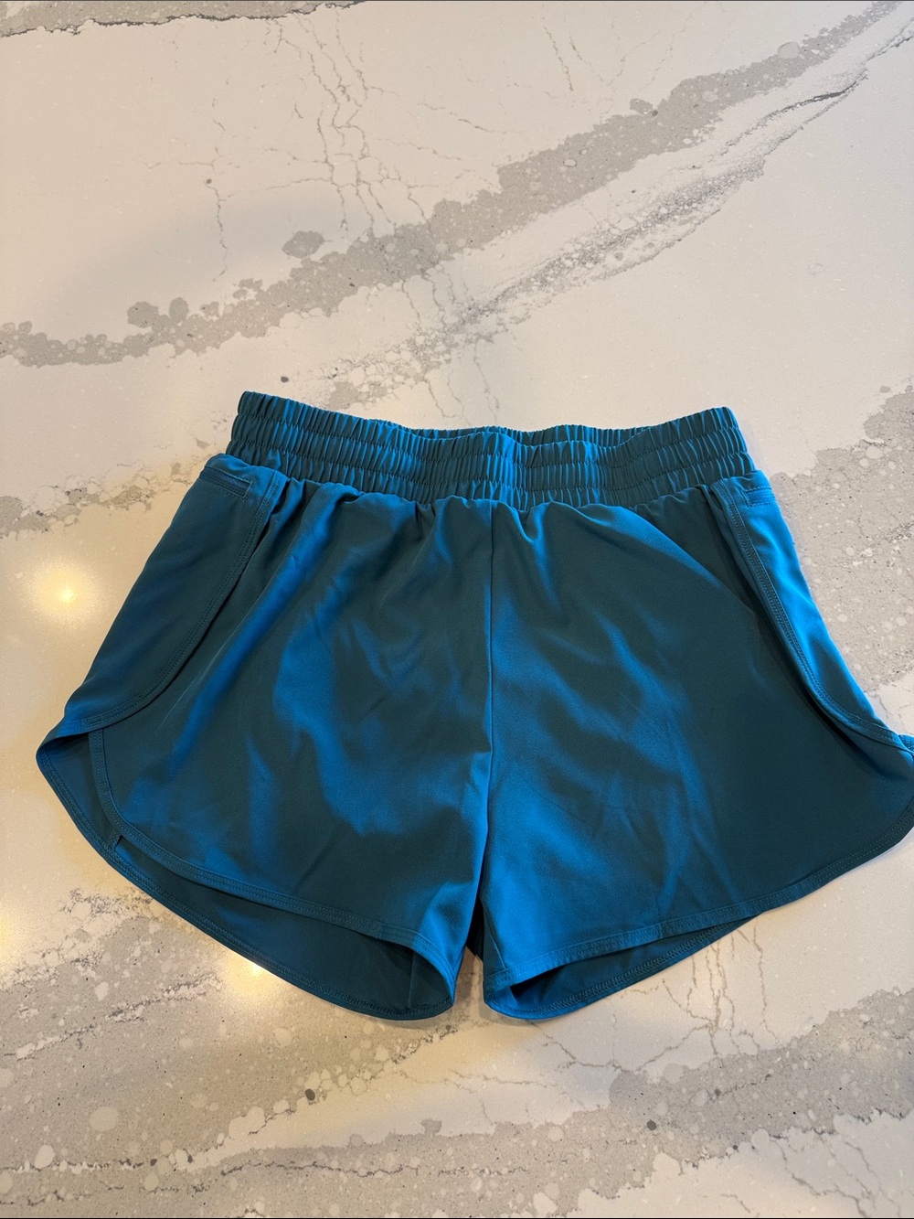 Women’s Teal Athletic Running Shorts with Elastic Waist